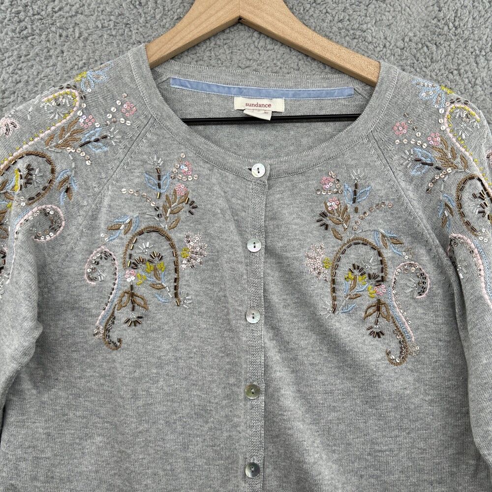 Sundance Gray Embroidered Cardigan